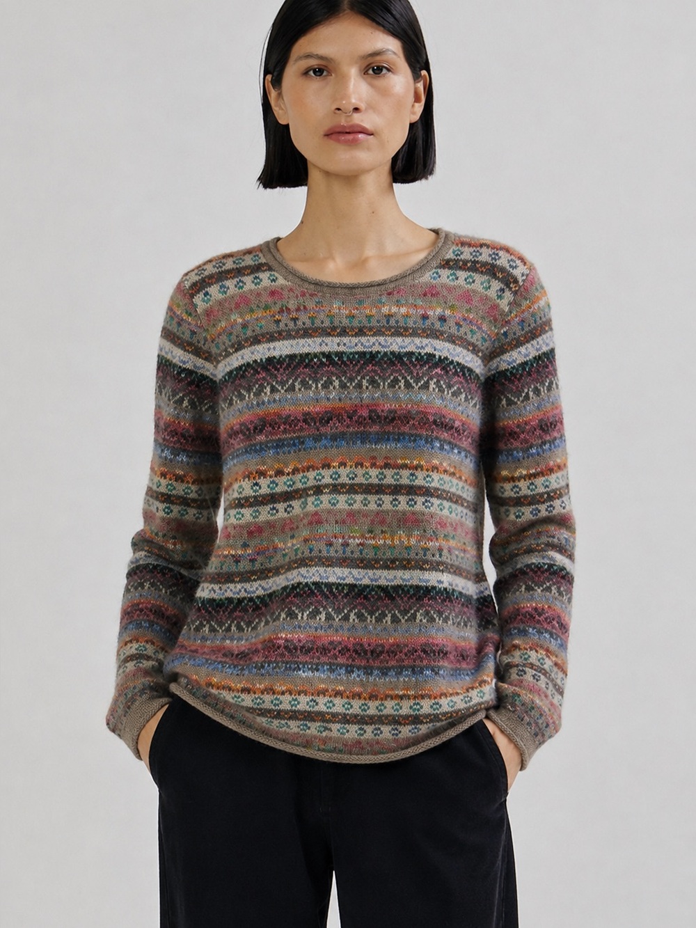 Kero Design 100% Alpaca Fair Isle Crewneck Sweater